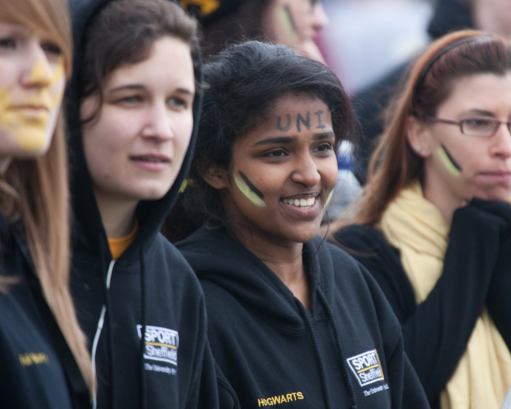 A crowd watching a university sport