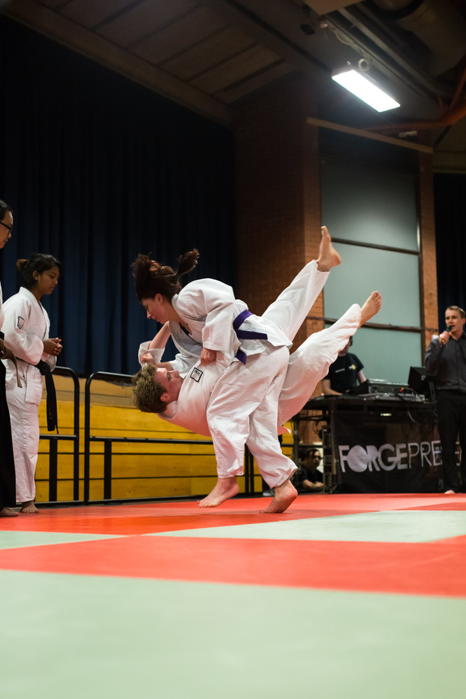Two students competing in Judo